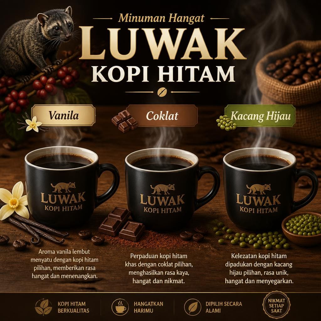 Luwak Kopi Hitam Warkop Fresh dengan rasa kopi hitam klasik